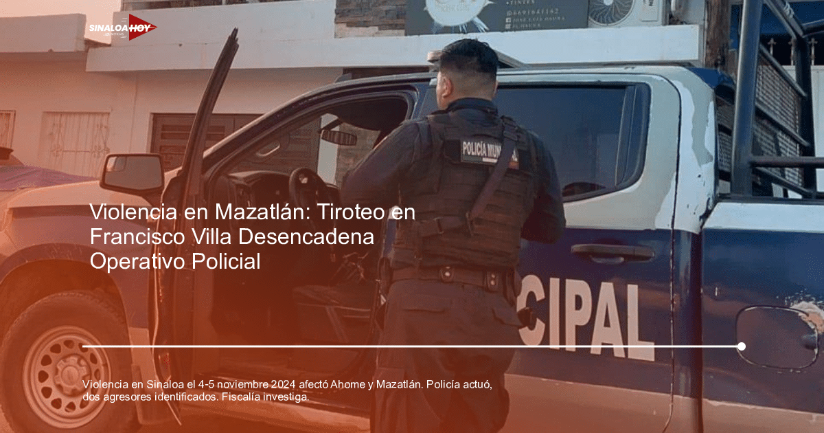 Oficial de policía inspeccionando un vehículo policial en Sinaloa