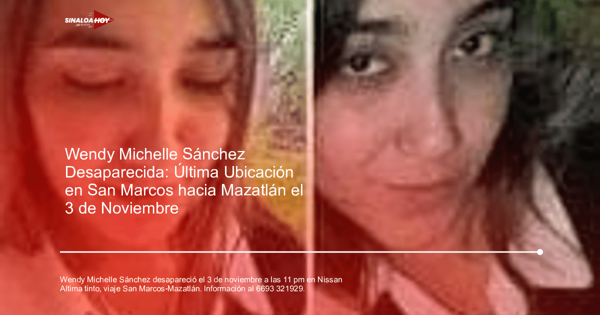 Imagen relacionada con la desaparición de Wendy Michelle Sánchez, vista por última vez en un Nissan Altima tinto.