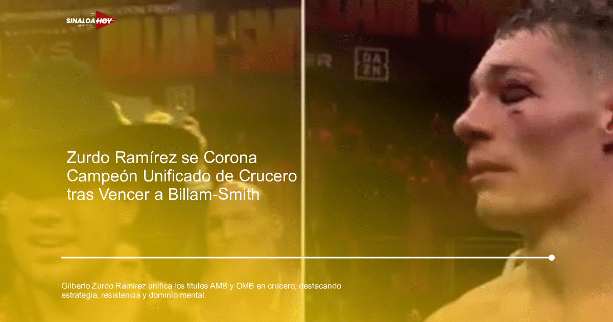 Gilberto 'Zurdo' Ramírez sonríe con sombrero junto a Chris Billam-Smith tras pelea de boxeo.