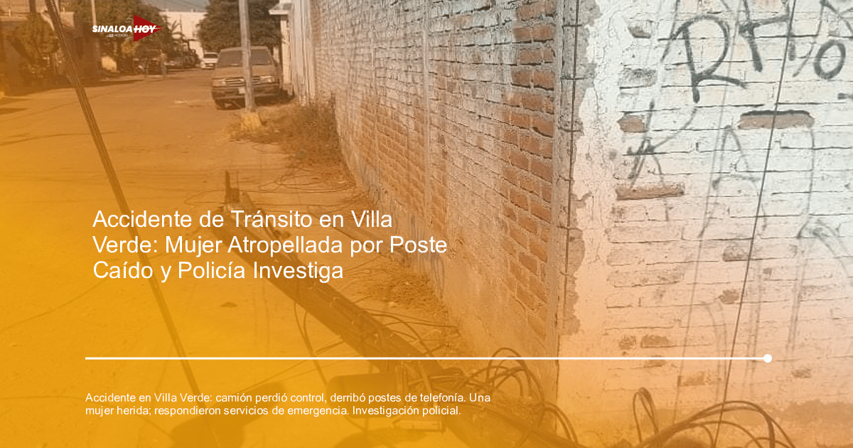Poste de telecomunicaciones caído en calle urbana tras accidente en Villa Verde