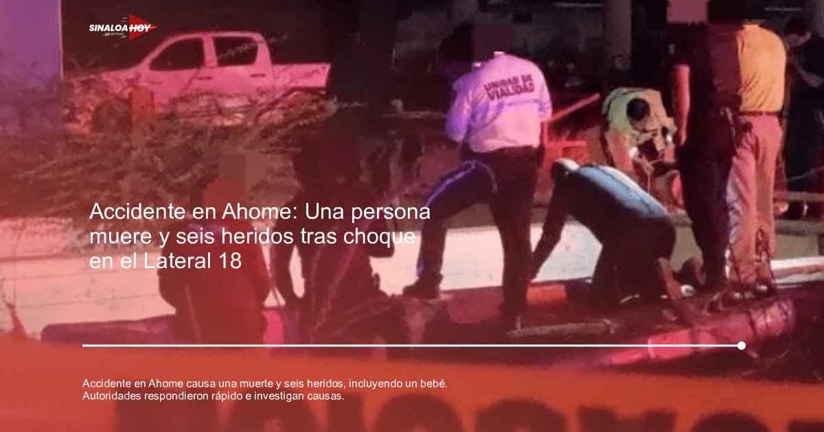 Grupo de personas en escena de emergencia nocturna con cintas de seguridad y vehículo blanco al fondo.
