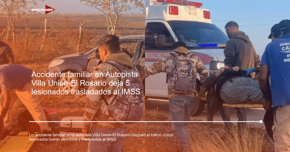 Equipo de rescate asistiendo a un hombre en camilla tras accidente en autopista Villa Unión-El Rosario.