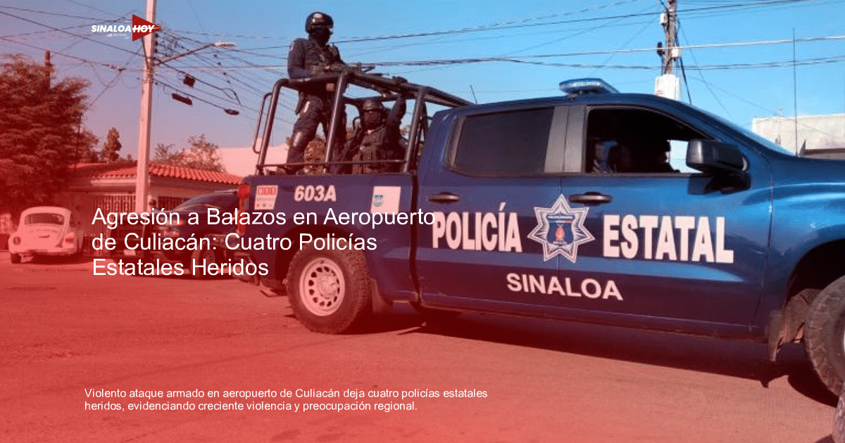 Camioneta de la Policía Estatal de Sinaloa con agentes en equipo táctico en un entorno urbano.