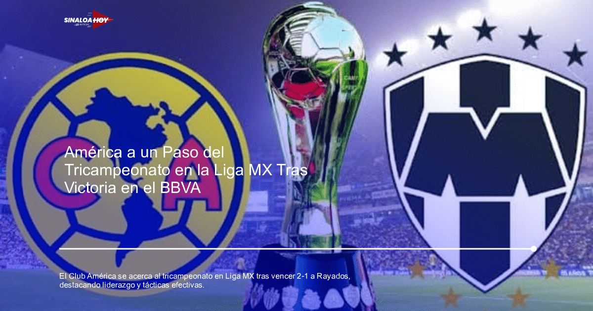 Escudos de Club América y Monterrey con trofeo en estadio, representando un partido importante de la Liga MX.