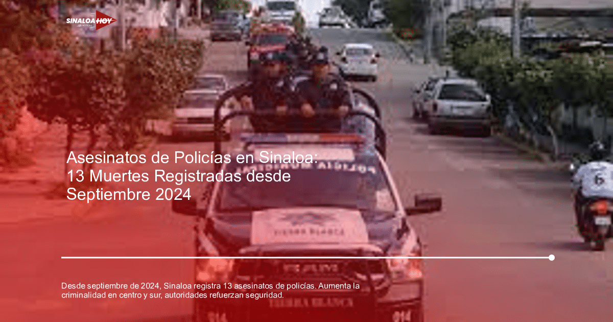 Vehículo policial en patrullaje por las calles de Sinaloa, con agentes a bordo, en respuesta a la violencia contra funcionarios de seguridad.