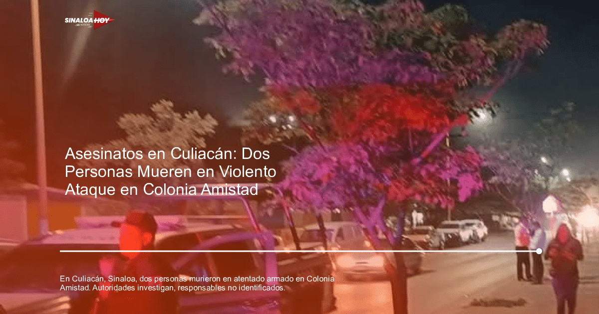Calle nocturna en Culiacán con luces de emergencia y presencia policial