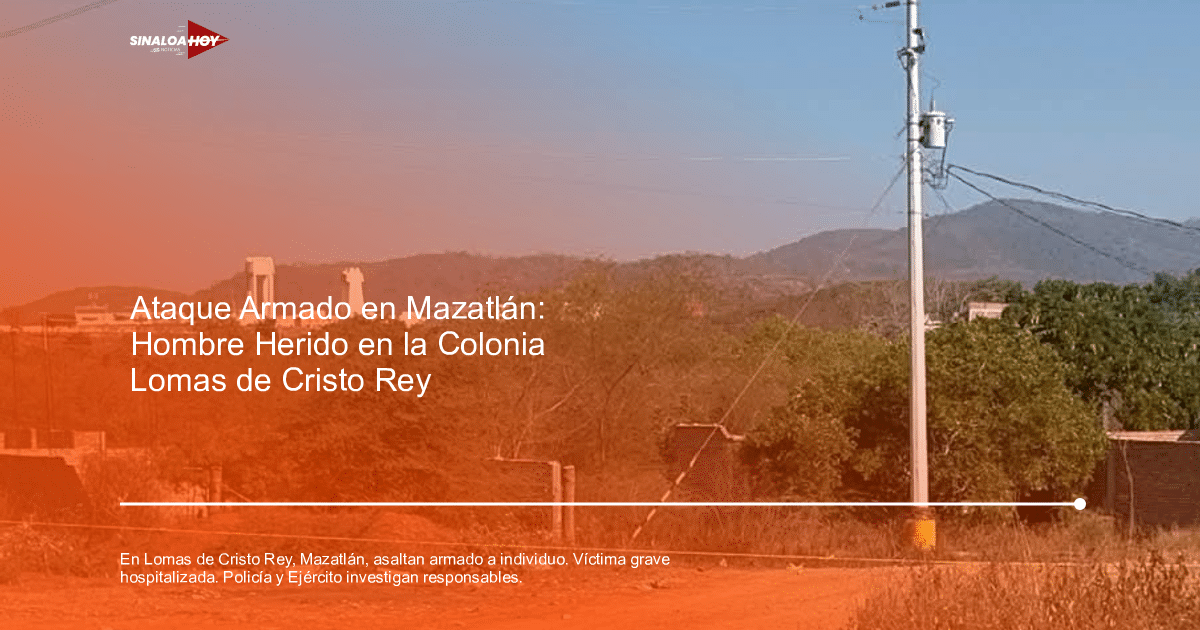 Paisaje natural con vegetación, sendero de tierra, montañas, postes de electricidad y construcciones en Lomas de Cristo Rey, Mazatlán.