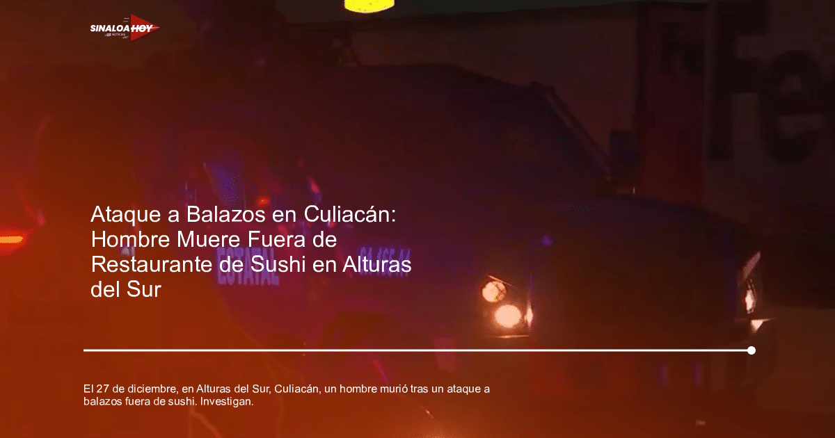 Vehículo blindado estatal con luces encendidas en escena nocturna de atentado en Culiacán, persona hablando por teléfono en primer plano.