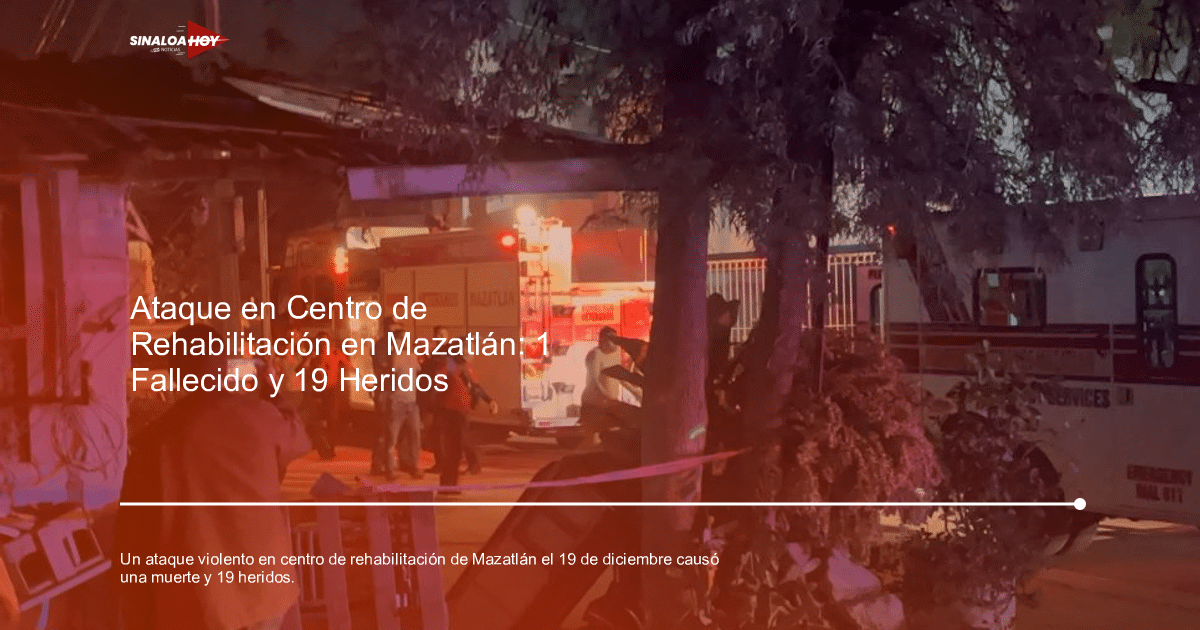 Vehículos de emergencia y personal en escena nocturna de rescate en Mazatlán.