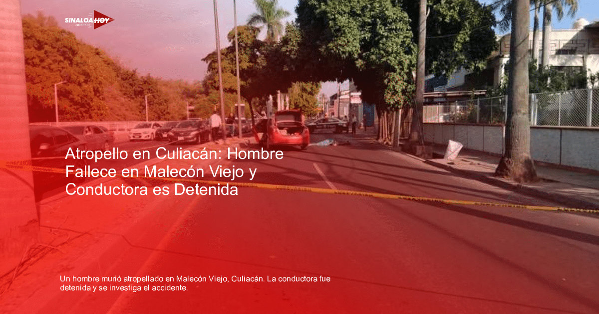 Vehículo rojo con maletero abierto en escena de accidente en Culiacán, rodeado por línea amarilla de advertencia.