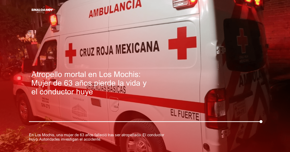 Ambulancia de la Cruz Roja Mexicana en El Fuerte durante la noche