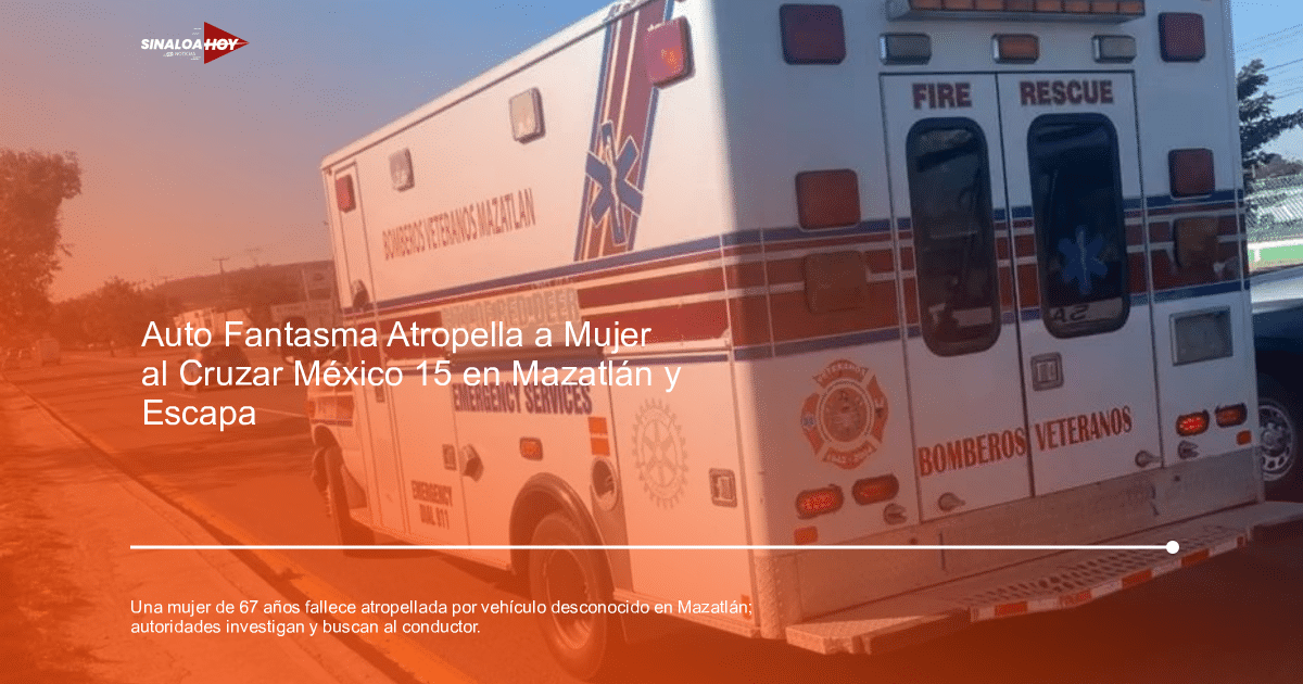 Ambulancia de Bomberos Veteranos Mazatlán en carretera México 15 tras atropello fatal