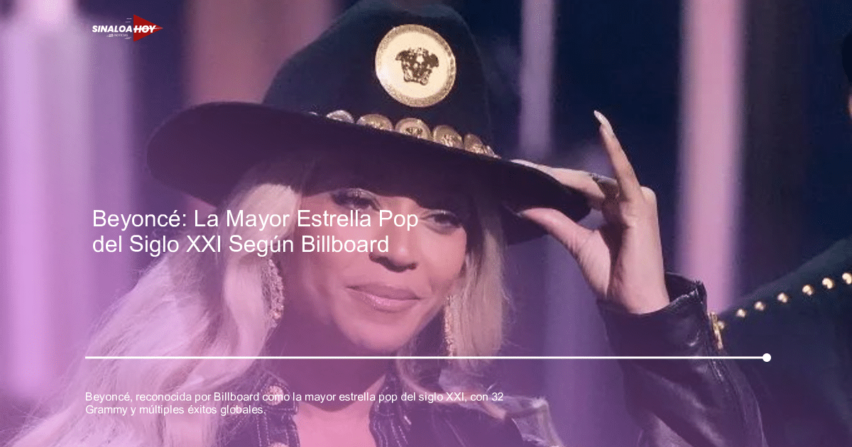 Persona con sombrero negro y cabello rubio, asociada a Beyoncé, estrella pop del siglo XXI.