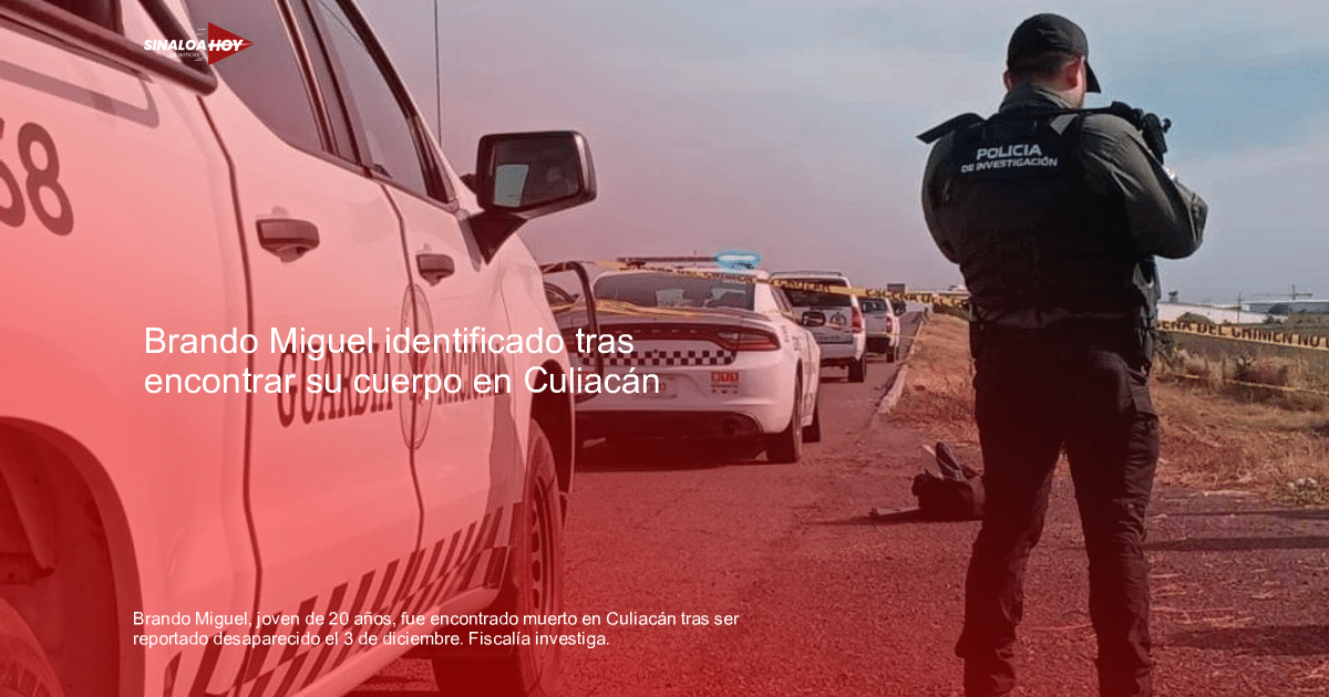 Operativo de seguridad en Culiacán con vehículos de la Guardia Nacional y policía tras hallazgo de joven desaparecido.