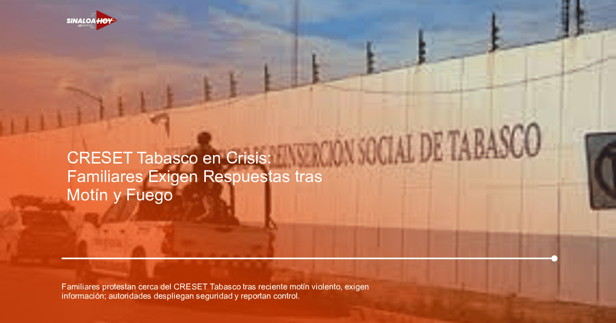 Muro del Centro de Reinserción Social de Tabasco con vehículo policial y oficial vigilando.