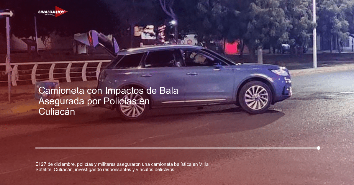 SUV azul estacionado de noche con maletero abierto y luces de neón en el fondo