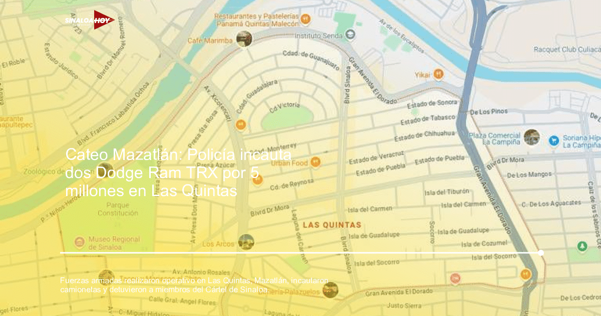 Mapa de Culiacán con puntos de interés y contexto de seguridad en Mazatlán
