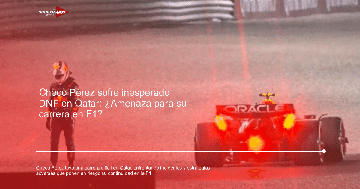 Piloto de Fórmula 1 con coche detenido en pista de grava, luces traseras encendidas.