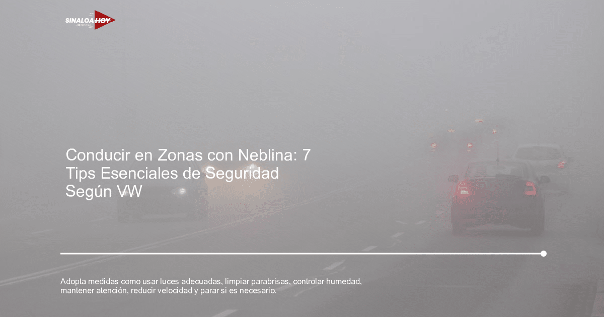 Carretera con niebla densa y automóviles con luces encendidas