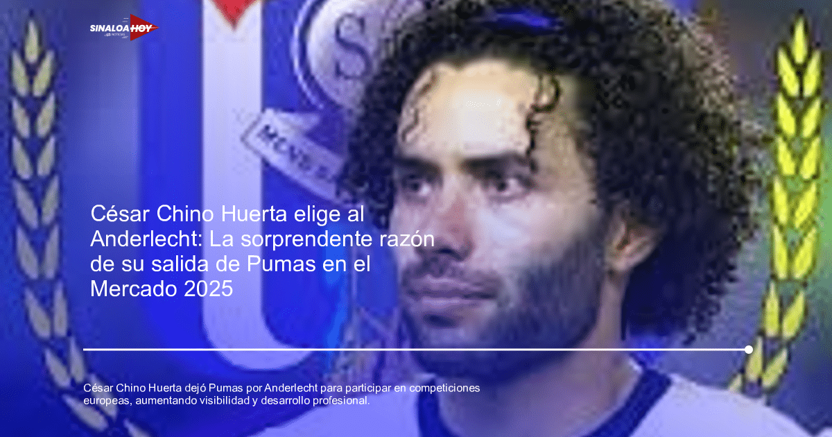Fondo deportivo con emblema, relacionado con el traspaso de César Chino Huerta al Anderlecht.