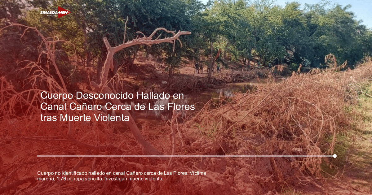 Paisaje natural con arroyo y vegetación seca, personas en la orilla del canal Cañero.