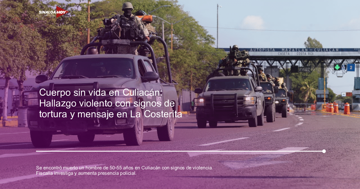 Camionetas militares verdes con personal armado en carretera de Culiacán, Sinaloa.