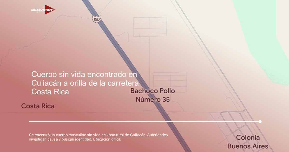Mapa de la carretera 15D en Costa Rica con puntos de interés como Bachoco Pollo Número 35 y Colonia Buenos Aires.