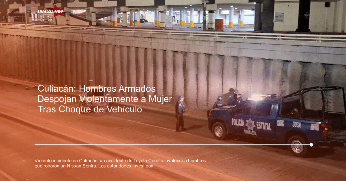 Accidente vehicular nocturno en Culiacán con presencia policial