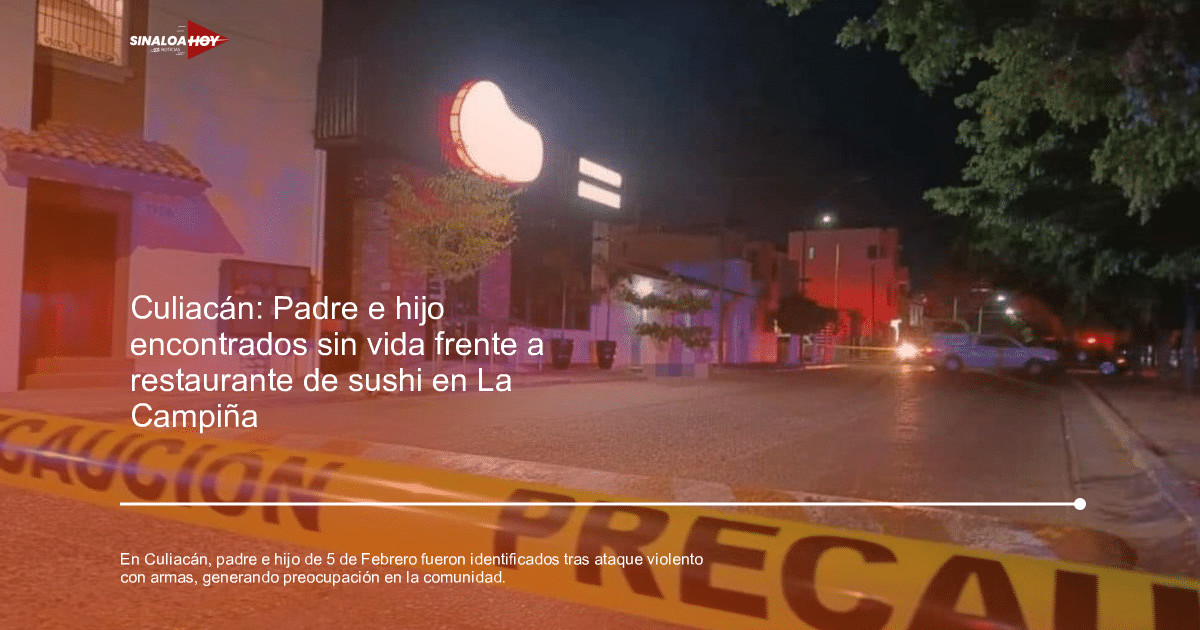 Cinta de precaución amarilla en escena nocturna de Culiacán con luces de emergencia al fondo.