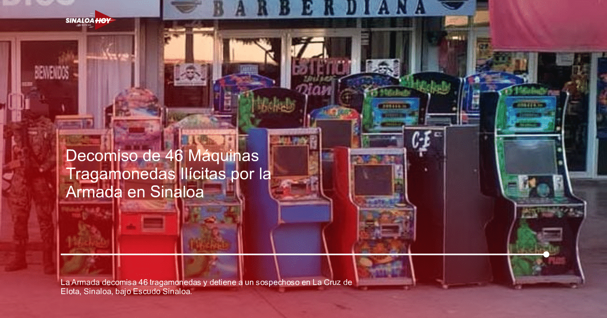 Máquinas tragamonedas incautadas en La Cruz de Elota, Sinaloa, por la Secretaría de Marina.