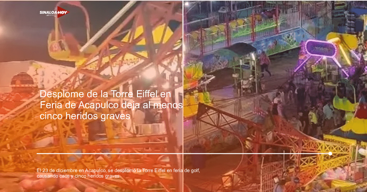 Feria nocturna en Acapulco con montaña rusa iluminada y ambiente festivo