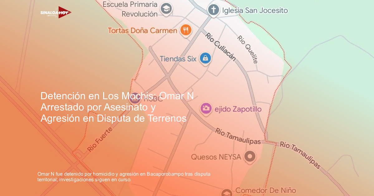 Mapa de Bacaporobampo con puntos de interés y ríos destacados