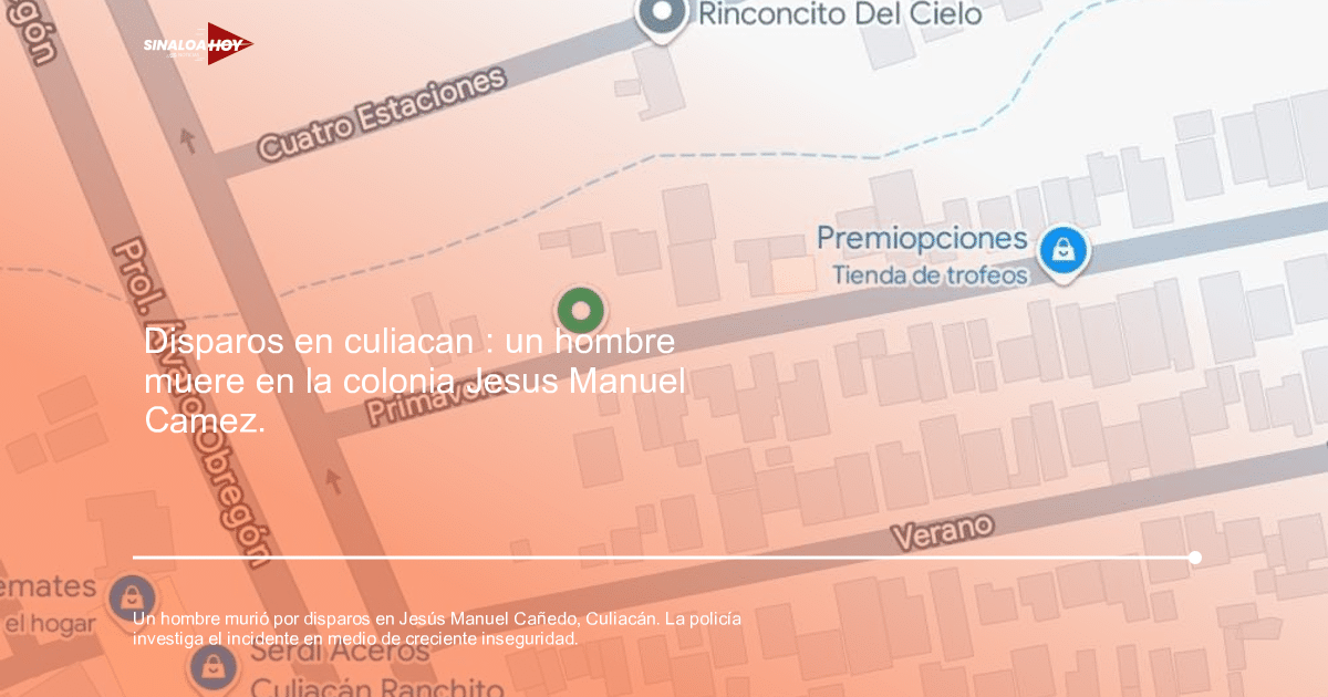 Mapa de la colonia Jesús Manuel Cañedo con calles destacadas y ubicación de 'Premiopciones'.