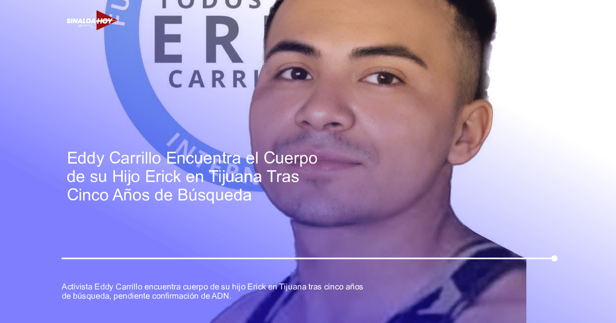 Imagen relacionada con el hallazgo del cuerpo de Erick Carrillo en Tijuana, con posibles logotipos o texto de 'ER' y 'CARRI'.