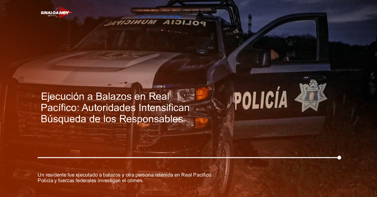 Camioneta de policía con daños frontales en escena del crimen en Real Pacífico