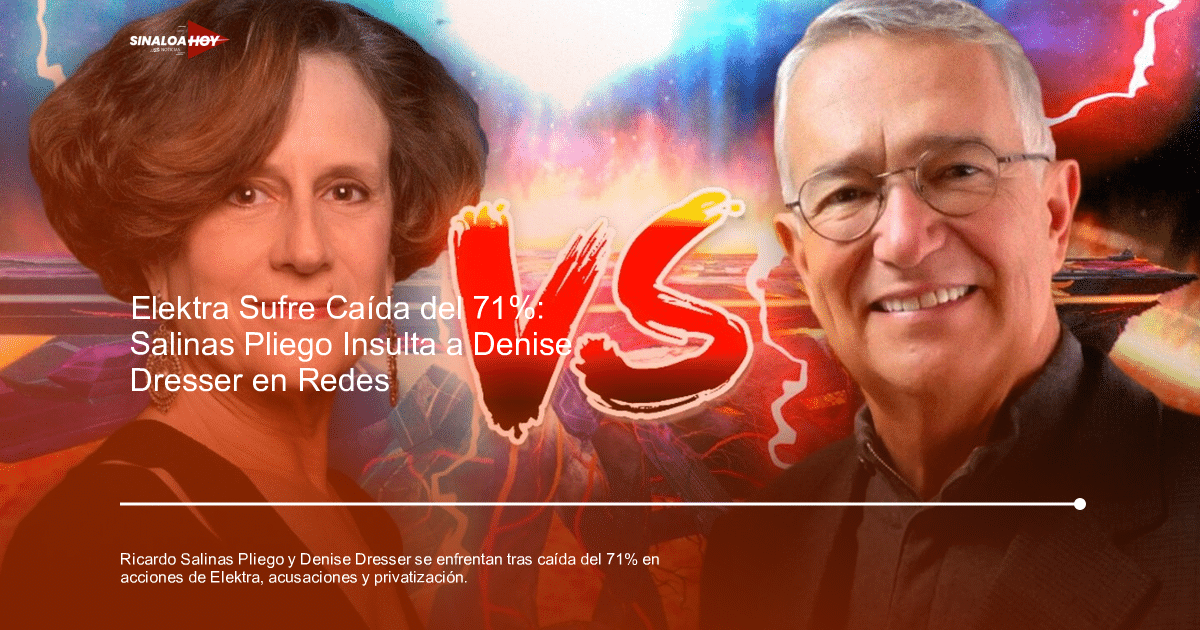 Ilustración de Ricardo Salinas Pliego vs Denise Dresser en un contexto de conflicto financiero y mediático.