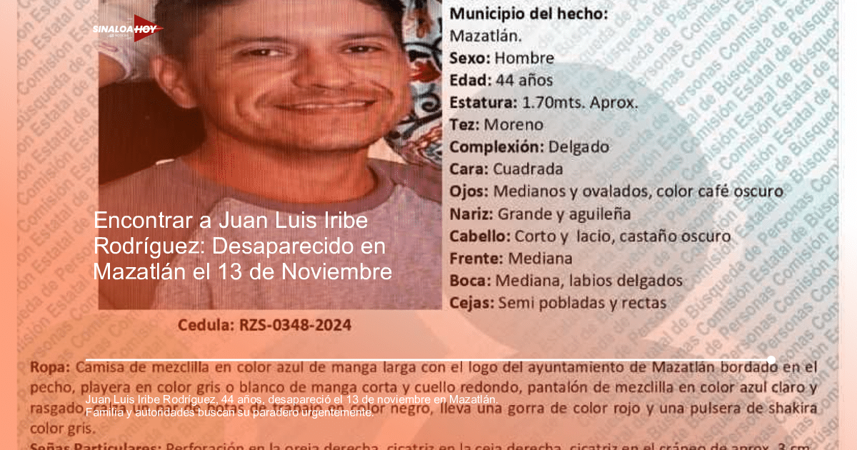 Documento de identificación de Juan Luis Iribe Rodríguez, desaparecido en Mazatlán.