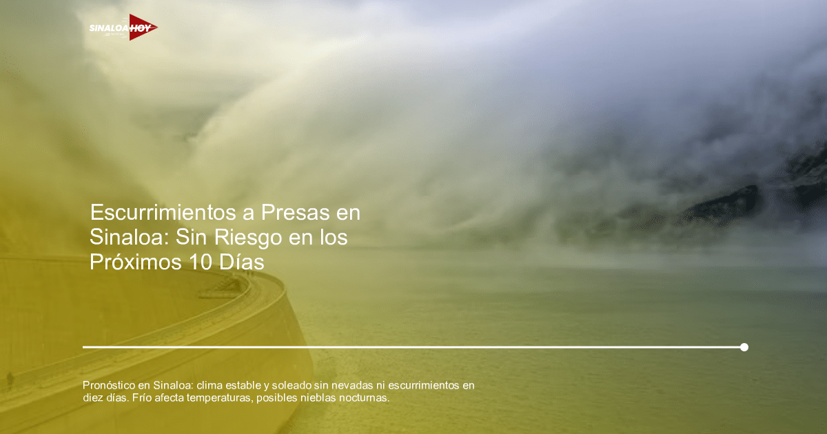 Embalse rodeado de montañas con niebla en Sinaloa, camino curvo y personas caminando.