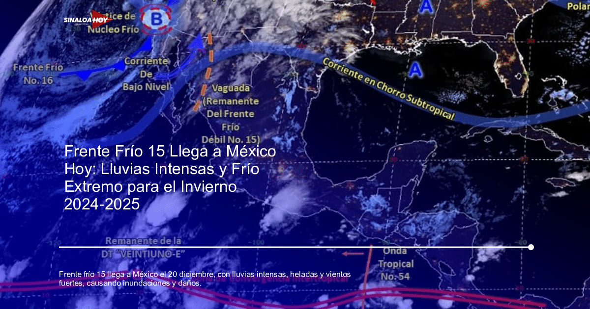 Mapa meteorológico de América del Norte mostrando frentes fríos y fenómenos atmosféricos en México.