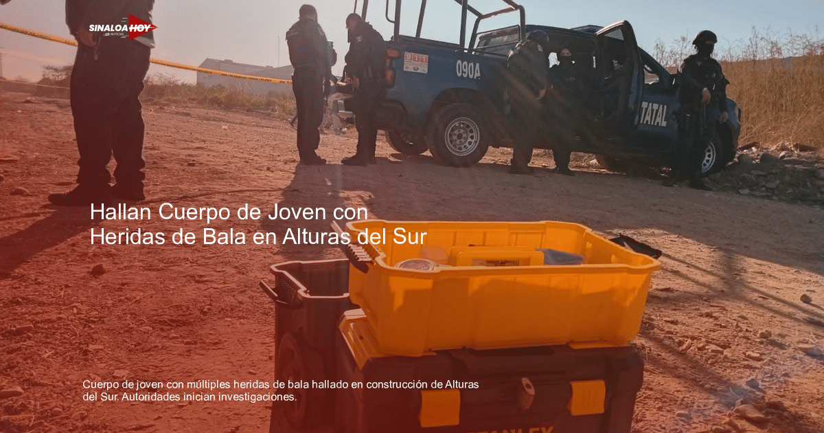 Agentes de seguridad junto a un vehículo patrulla azul y una caja de herramientas amarilla en una investigación al aire libre.