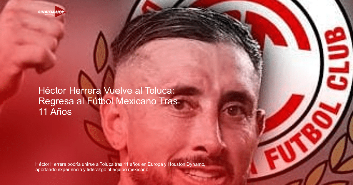 Héctor Herrera celebrando con el logotipo de Toluca en el fondo