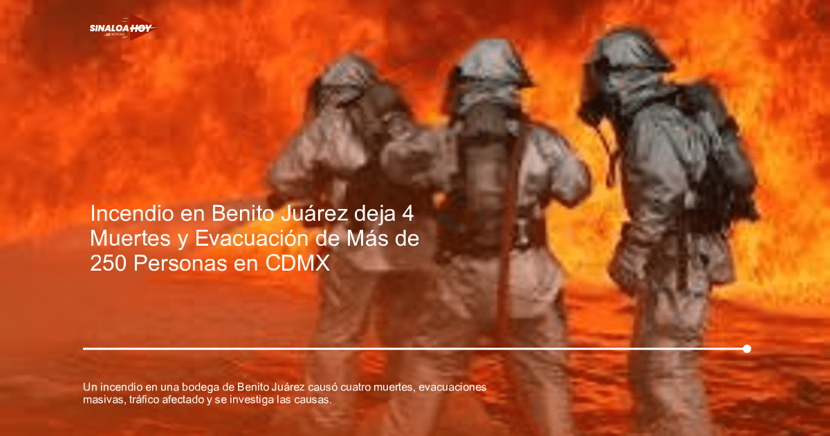 Bomberos combatiendo un incendio en Benito Juárez, Ciudad de México