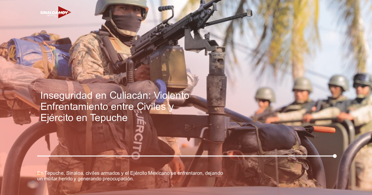 Soldado en vehículo militar con arma en Tepuche, Culiacán