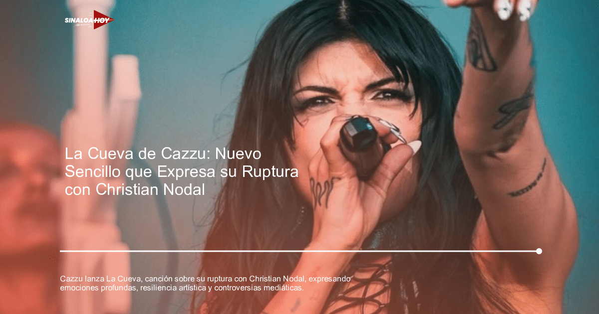 Cazzu cantando 'La Cueva' en el escenario con un micrófono en mano.