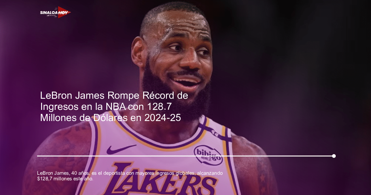 Jugador de baloncesto con camiseta de equipo conocido, posiblemente LeBron James, destacado por sus ingresos y logros.