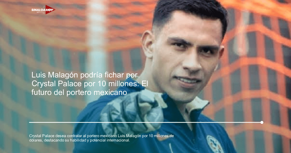 Luis Malagón, portero del Club América, en uniforme deportivo señalando con confianza frente a una red de portería naranja.