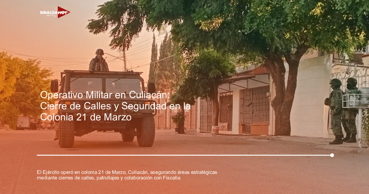 Humvee militar estacionado en Culiacán con soldados durante operativo en la colonia 21 de Marzo.