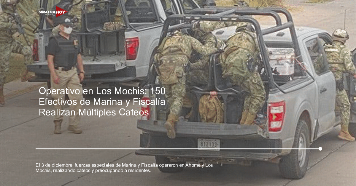 Vehículo de patrullaje con personal militar en operativo de seguridad en Ahome y Los Mochis