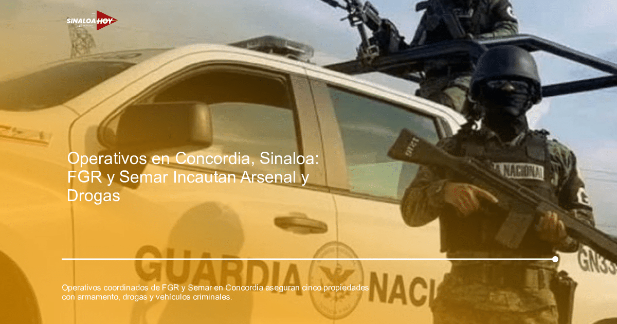 Vehículo de la Guardia Nacional con agentes armados en Concordia, Sinaloa