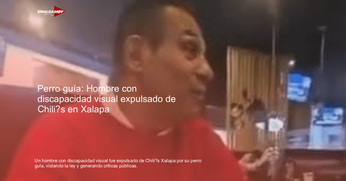 Persona con discapacidad visual y perro guía en un restaurante